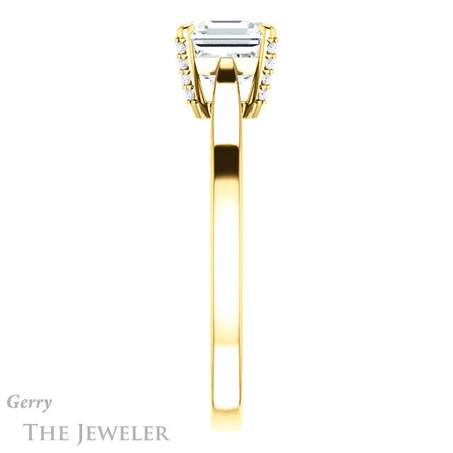 14k Yellow Gold Asscher Cut Forever One Engagement Ring Setting #GTJ943-asscher-fo-y