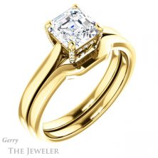 14k Yellow Gold Asscher Cut Forever One Engagement Ring Setting #GTJ943-asscher-fo-y