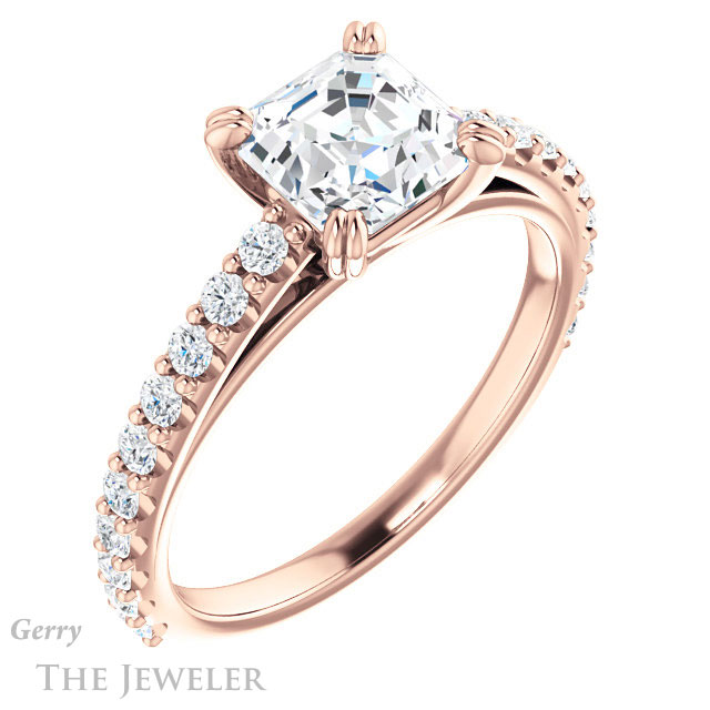 14k Rose Gold Asscher Cut Forever One Engagement Ring Setting #GTJ944-asscher-fo-r 4 14k Rose Gold Asscher Cut Forever One Engagement Ring Setting #GTJ944-asscher-fo-r