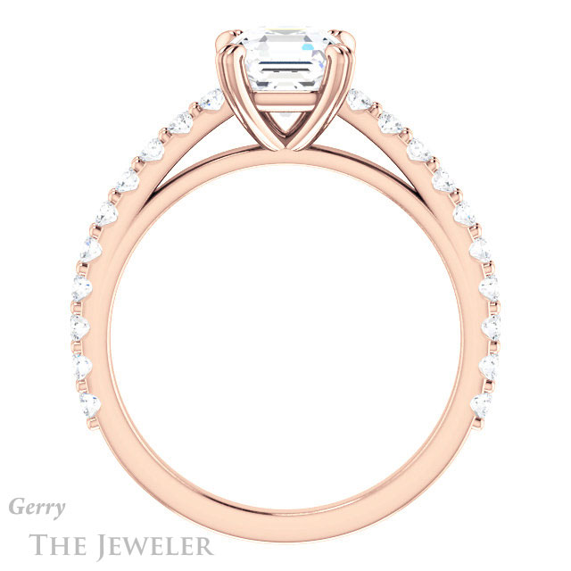 14k Rose Gold Asscher Cut Forever One Engagement Ring Setting #GTJ944-asscher-fo-r
