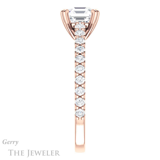 14k Rose Gold Asscher Cut Forever One Engagement Ring Setting #GTJ944-asscher-fo-r 3 14k Rose Gold Asscher Cut Forever One Engagement Ring Setting #GTJ944-asscher-fo-r