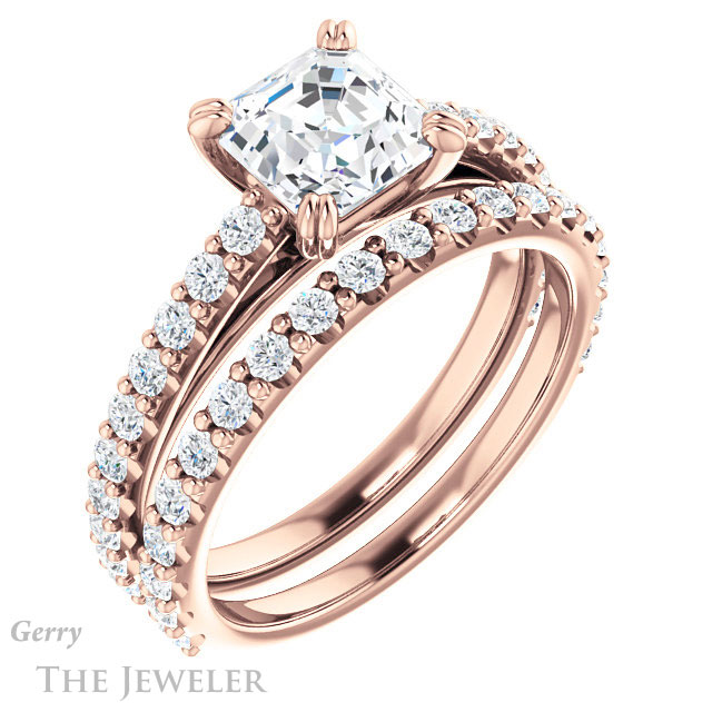 14k Rose Gold Asscher Cut Forever One Engagement Ring Setting #GTJ944-asscher-fo-r 6 14k Rose Gold Asscher Cut Forever One Engagement Ring Setting #GTJ944-asscher-fo-r