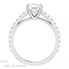 14k White Gold Asscher Cut Forever One Engagement Ring Setting #GTJ944-asscher-fo-w