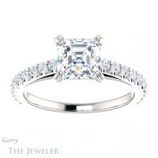 14k White Gold Asscher Cut Forever One Engagement Ring Setting #GTJ944-asscher-fo-w