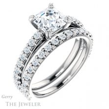 14k White Gold Asscher Cut Forever One Engagement Ring Setting #GTJ944-asscher-fo-w