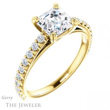 14k Yellow Gold Asscher Cut Forever One Engagement Ring Setting #GTJ944-asscher-fo-y