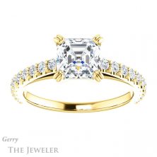 14k Yellow Gold Asscher Cut Forever One Engagement Ring Setting #GTJ944-asscher-fo-y