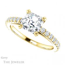 14k Yellow Gold Asscher Cut Forever One Engagement Ring Setting #GTJ944-asscher-fo-y