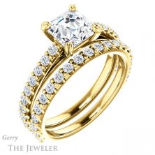 14k Yellow Gold Asscher Cut Forever One Engagement Ring Setting #GTJ944-asscher-fo-y