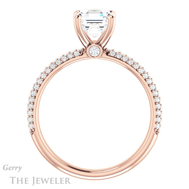 14k Rose Gold Asscher Cut Forever One Engagement Ring Setting #GTJ945-asscher-fo-r