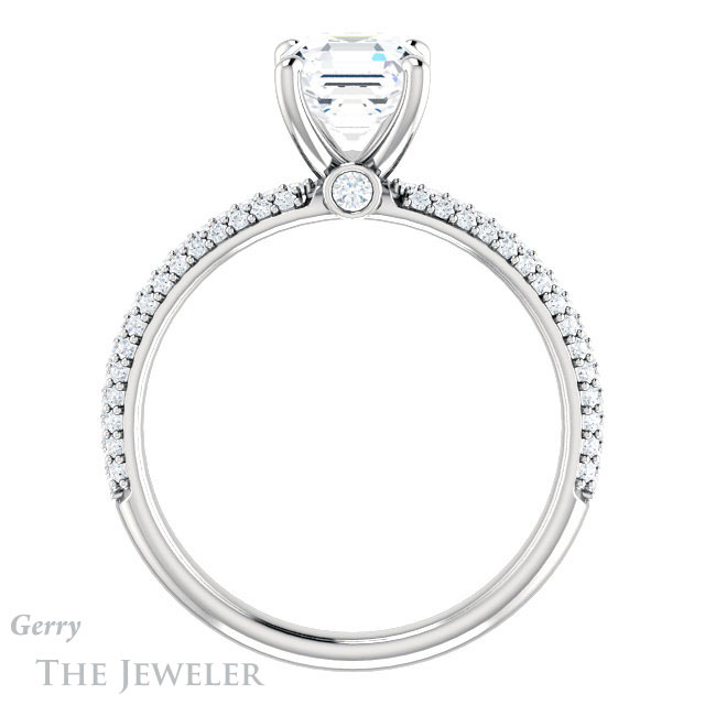 14k White Gold Asscher Cut Forever One Engagement Ring Setting #GTJ945-asscher-fo-w