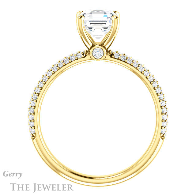 14k Yellow Gold Asscher Cut Forever One Engagement Ring Setting #GTJ945-asscher-fo-y