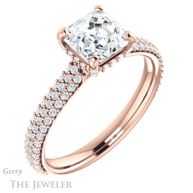 14k Rose Gold Asscher Cut Forever One Engagement Ring Setting #GTJ946-asscher-fo-r