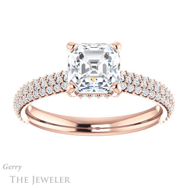 14k Rose Gold Asscher Cut Forever One Engagement Ring Setting #GTJ946-asscher-fo-r