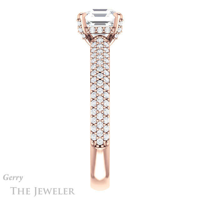 14k Rose Gold Asscher Cut Forever One Engagement Ring Setting #GTJ946-asscher-fo-r