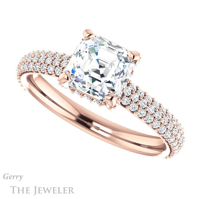 14k Rose Gold Asscher Cut Forever One Engagement Ring Setting #GTJ946-asscher-fo-r