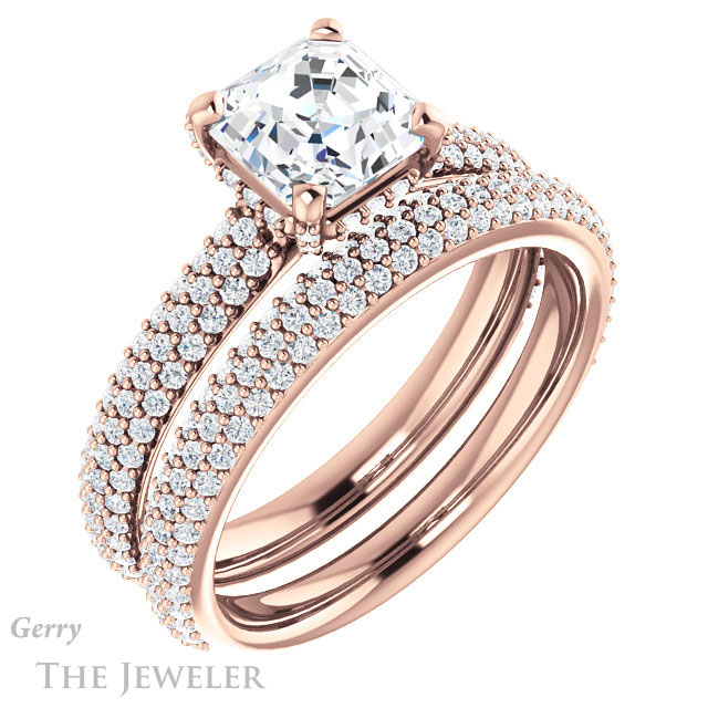 14k Rose Gold Asscher Cut Forever One Engagement Ring Setting #GTJ946-asscher-fo-r