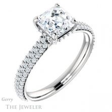14k White Gold Asscher Cut Forever One Engagement Ring Setting #GTJ946-asscher-fo-w