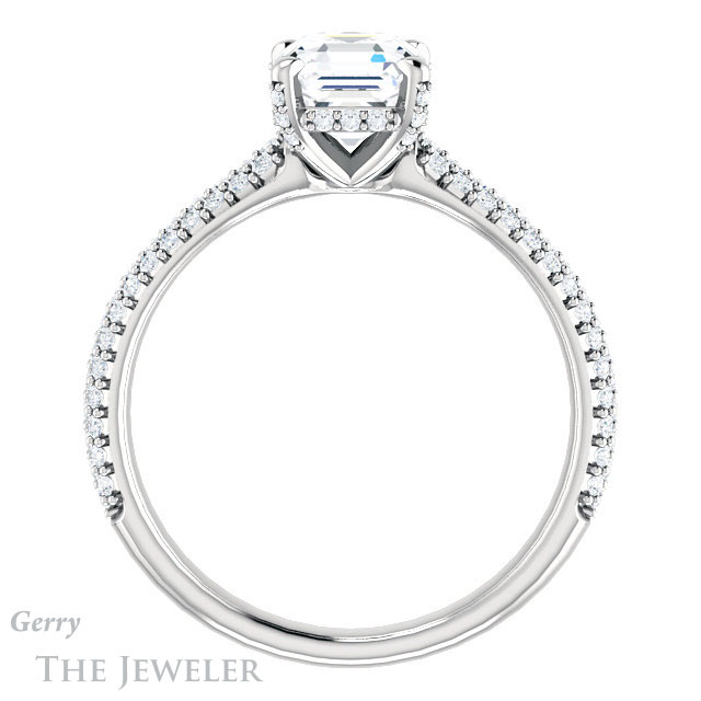 14k White Gold Asscher Cut Forever One Engagement Ring Setting #GTJ946-asscher-fo-w