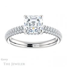 14k White Gold Asscher Cut Forever One Engagement Ring Setting #GTJ946-asscher-fo-w