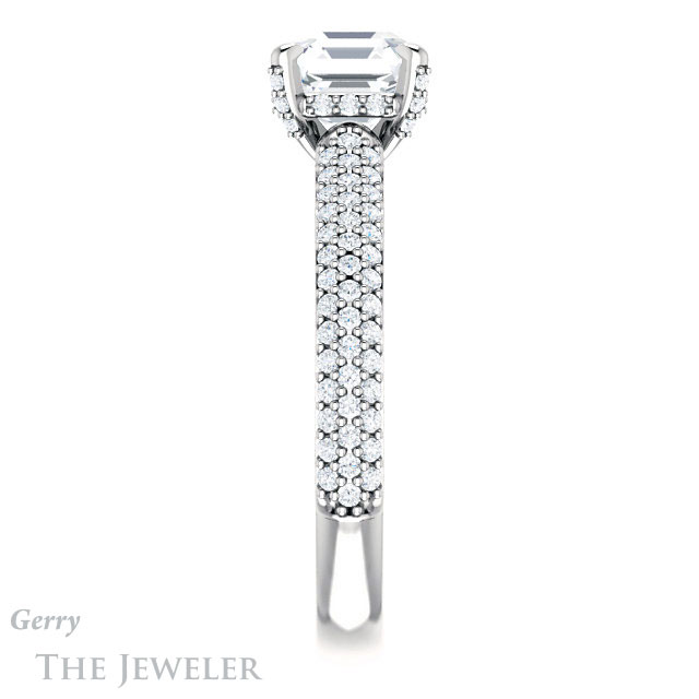 14k White Gold Asscher Cut Forever One Engagement Ring Setting #GTJ946-asscher-fo-w