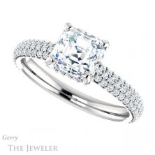 14k White Gold Asscher Cut Forever One Engagement Ring Setting #GTJ946-asscher-fo-w
