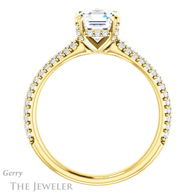 14k Yellow Gold Asscher Cut Forever One Engagement Ring Setting #GTJ946-asscher-fo-y