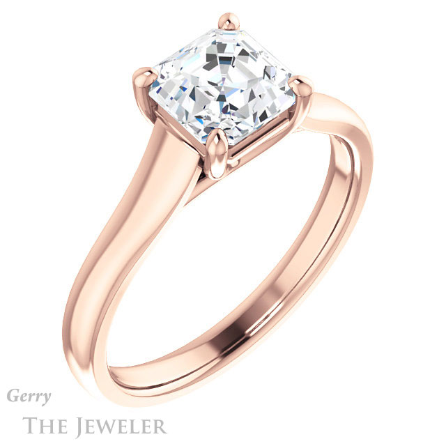 14k Rose Gold Asscher Cut Forever One Engagement Ring Setting #GTJ947-asscher-fo-r
