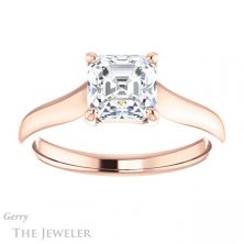 14k Rose Gold Asscher Cut Forever One Engagement Ring Setting #GTJ947-asscher-fo-r