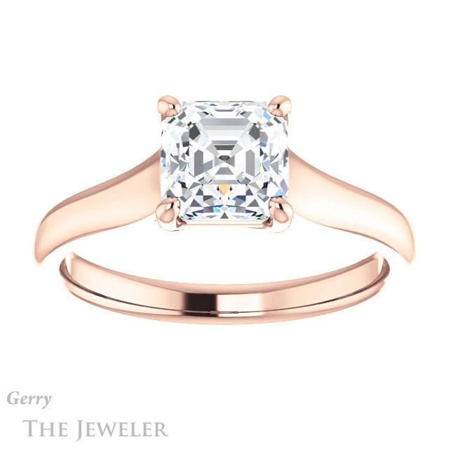 14k Rose Gold Asscher Cut Forever One Engagement Ring Setting #GTJ947-asscher-fo-r