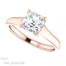 14k Rose Gold Asscher Cut Forever One Engagement Ring Setting #GTJ947-asscher-fo-r