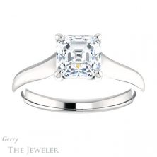 14k White Gold Asscher Cut Forever One Engagement Ring Setting #GTJ947-asscher-fo-w