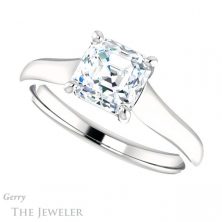 14k White Gold Asscher Cut Forever One Engagement Ring Setting #GTJ947-asscher-fo-w