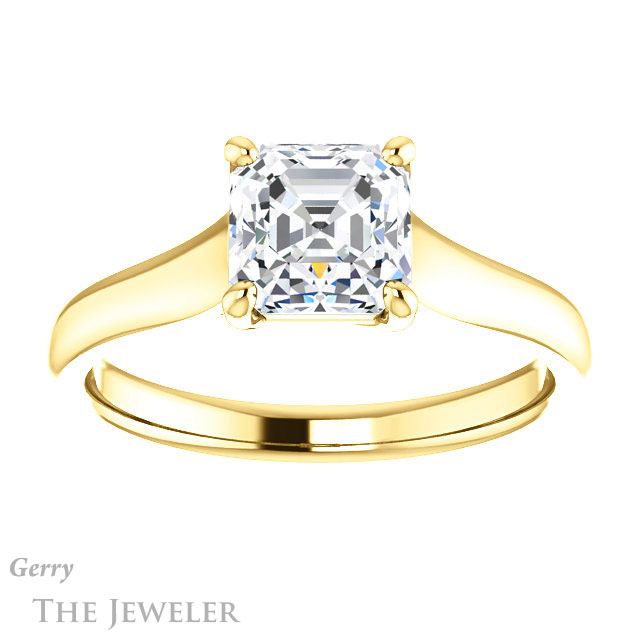 14k Yellow Gold Asscher Cut Forever One Engagement Ring Setting #GTJ947-asscher-fo-y