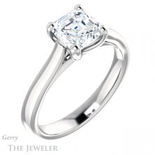 14k White Gold Asscher Cut Forever One Engagement Ring Setting #GTJ948-asscher-fo-w