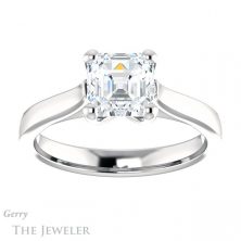 14k White Gold Asscher Cut Forever One Engagement Ring Setting #GTJ948-asscher-fo-w