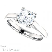 14k White Gold Asscher Cut Forever One Engagement Ring Setting #GTJ948-asscher-fo-w