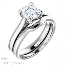 14k White Gold Asscher Cut Forever One Engagement Ring Setting #GTJ948-asscher-fo-w