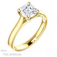 14k Yellow Gold Asscher Cut Forever One Engagement Ring Setting #GTJ948-asscher-fo-y