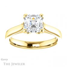 14k Yellow Gold Asscher Cut Forever One Engagement Ring Setting #GTJ948-asscher-fo-y