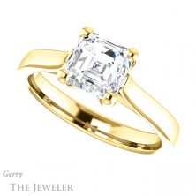 14k Yellow Gold Asscher Cut Forever One Engagement Ring Setting #GTJ948-asscher-fo-y