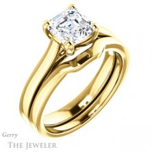 14k Yellow Gold Asscher Cut Forever One Engagement Ring Setting #GTJ948-asscher-fo-y