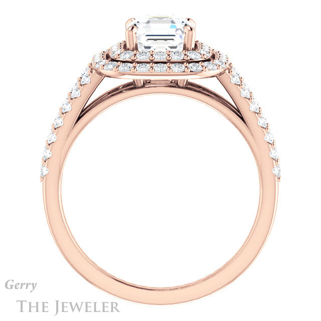 14k Rose Gold Asscher Cut Forever One Engagement Ring Setting #GTJ949-asscher-fo-r