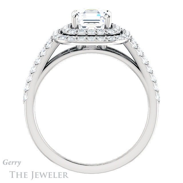 14k White Gold Asscher Cut Forever One Engagement Ring Setting #GTJ949-asscher-fo-w