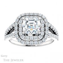 14k White Gold Asscher Cut Forever One Engagement Ring Setting #GTJ949-asscher-fo-w 1 14k White Gold Asscher Cut Forever One Engagement Ring Setting #GTJ949-asscher-fo-w