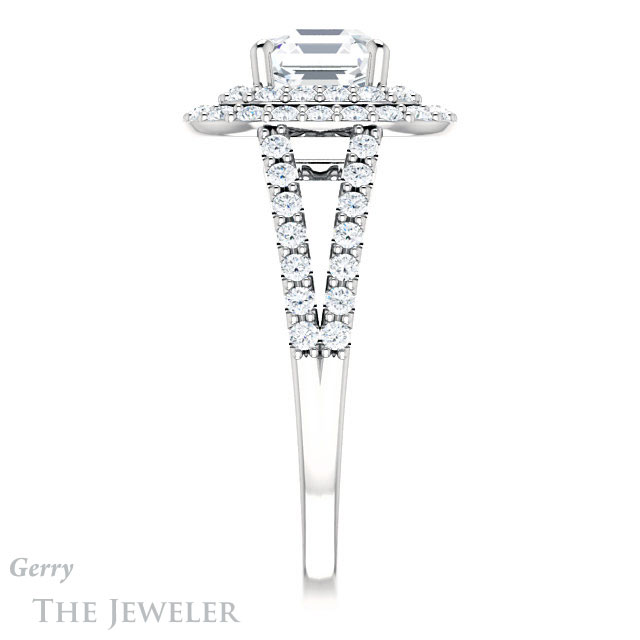14k White Gold Asscher Cut Forever One Engagement Ring Setting #GTJ949-asscher-fo-w 3 14k White Gold Asscher Cut Forever One Engagement Ring Setting #GTJ949-asscher-fo-w
