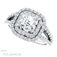 14k White Gold Asscher Cut Forever One Engagement Ring Setting #GTJ949-asscher-fo-w 5 14k White Gold Asscher Cut Forever One Engagement Ring Setting #GTJ949-asscher-fo-w