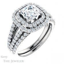 14k White Gold Asscher Cut Forever One Engagement Ring Setting #GTJ949-asscher-fo-w 6 14k White Gold Asscher Cut Forever One Engagement Ring Setting #GTJ949-asscher-fo-w