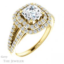 14k Yellow Gold Asscher Cut Forever One Engagement Ring Setting #GTJ949-asscher-fo-y