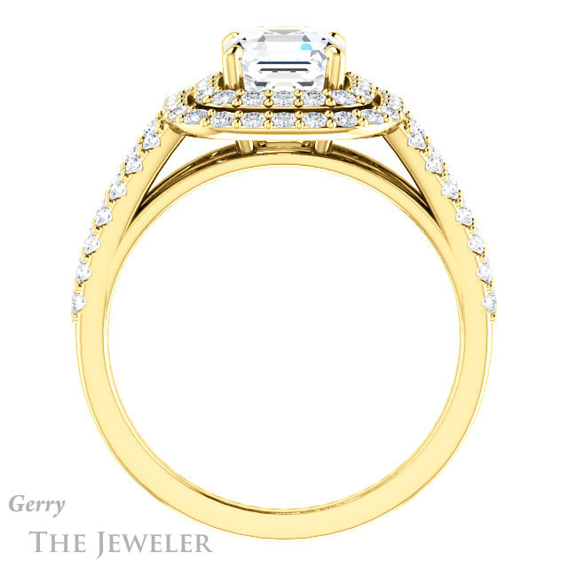 14k Yellow Gold Asscher Cut Forever One Engagement Ring Setting #GTJ949-asscher-fo-y